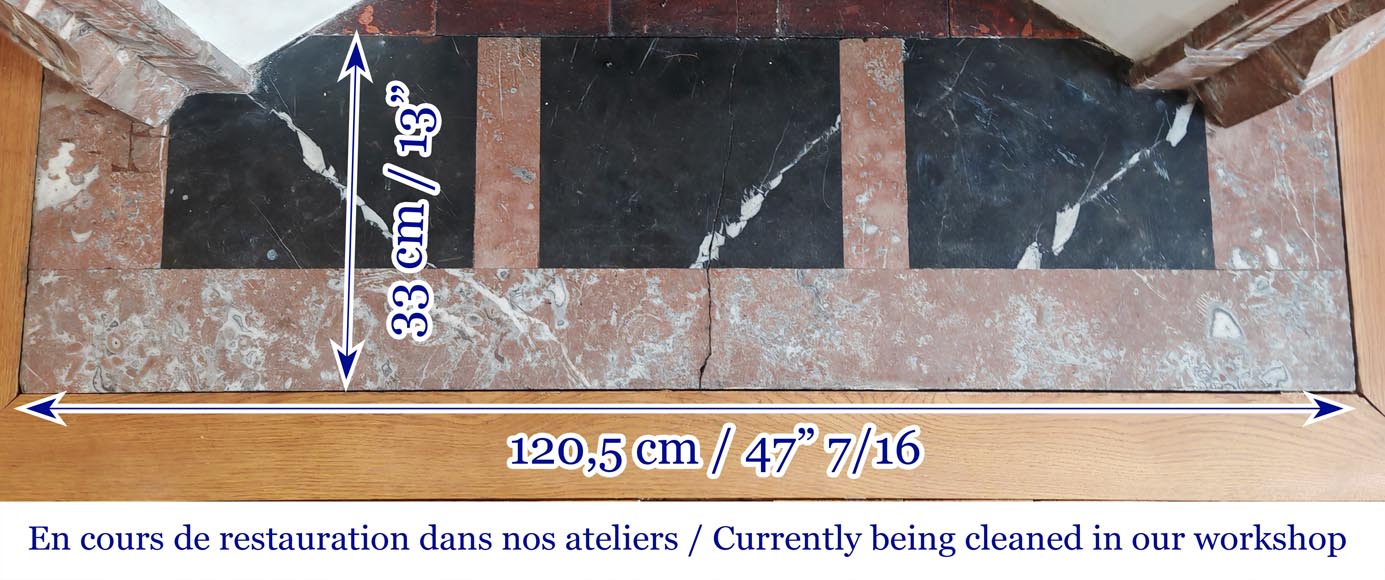 Cheminée de style Louis XV modèle Pompadour, en marbre Rouge du Nord-8