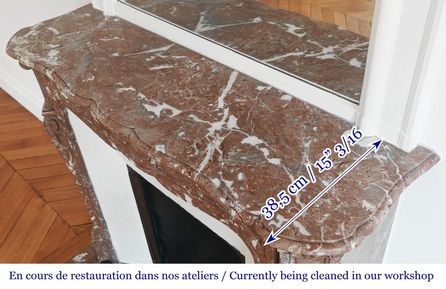 Cheminée de style Louis XV modèle Pompadour, en marbre Rouge du Nord-9