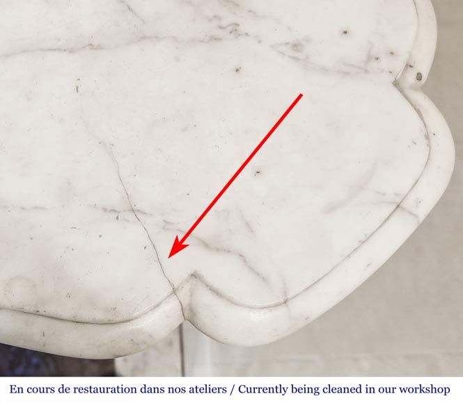 Cheminée de style Louis XV modèle Pompadour, en marbre de Carrare-10