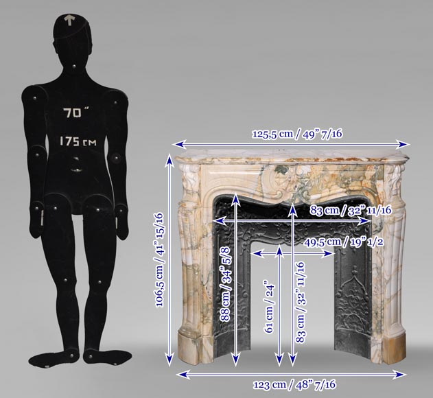 Cheminée de style Louis XV à trois coquilles en brèche de Médou Cheminée de style Louis XV à trois coquilles en brèche de Médou-10