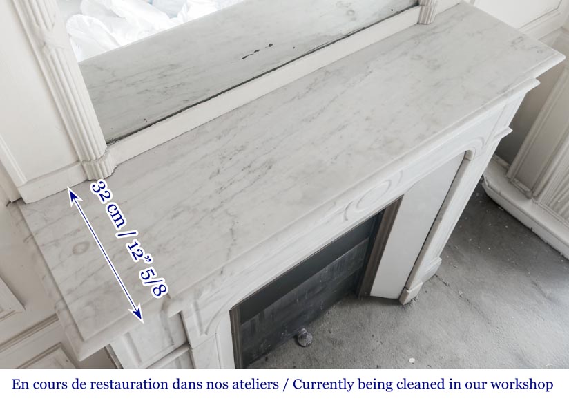 Cheminée de style Louis XV modèle Pompadour, droite, en marbre de Carrare-8