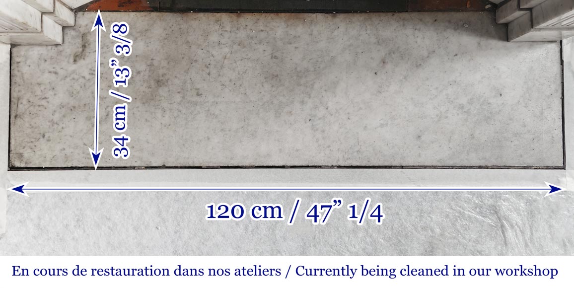 Cheminée de style Louis XVI à pilastre, en marbre de Carrare Cheminée de style Louis XVI à pilastre, en marbre de Carrare-8