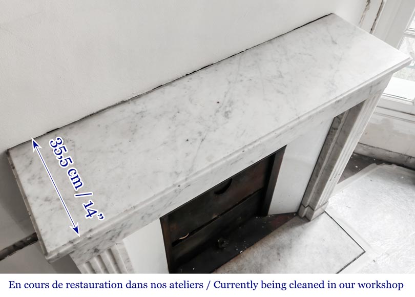 Cheminée de style Louis XVI à pilastre, en marbre de Carrare Cheminée de style Louis XVI à pilastre, en marbre de Carrare-9