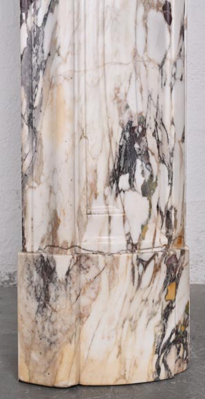 Cheminée de style Régence décorée d'une palmette, en marbre brèche violette-8