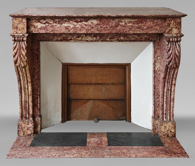 Cheminée de style Napoléon III en marbre Brocatelle rose-0