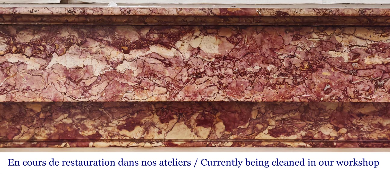 Cheminée de style Napoléon III en marbre Brocatelle rose-1
