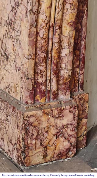 Cheminée de style Napoléon III en marbre Brocatelle rose-4