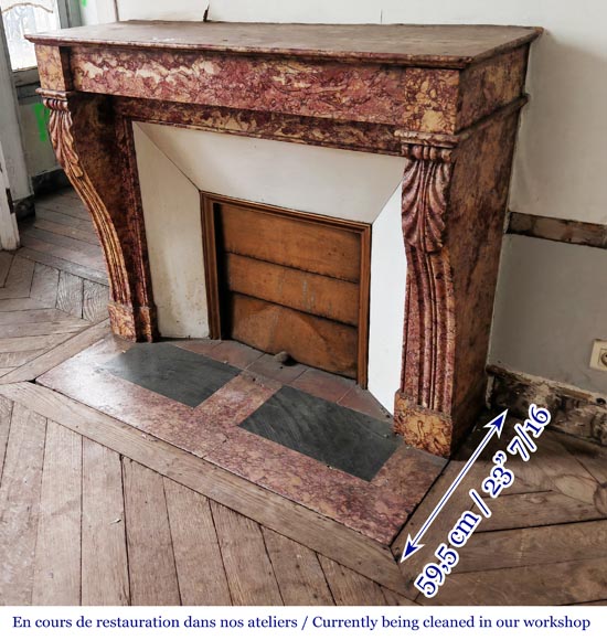 Cheminée de style Napoléon III en marbre Brocatelle rose-5