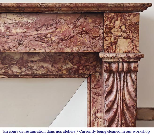 Cheminée de style Napoléon III en marbre Brocatelle rose-6
