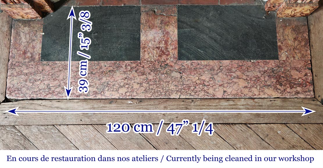 Cheminée de style Napoléon III en marbre Brocatelle rose-7