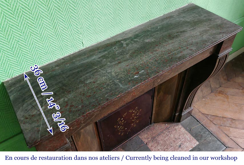 Cheminée de style Napoléon III dans un marbre proche du Campan, avec son intérieur en laiton-9