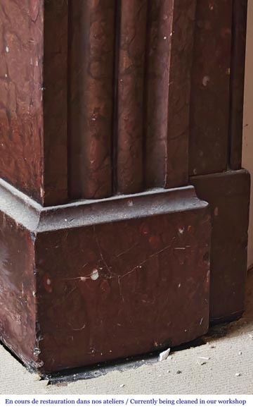 Cheminée de style Napoléon III en marbre rouge griotte Cheminée de style Napoléon III en marbre rouge griotte-4