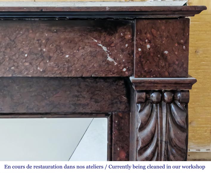 Cheminée de style Napoléon III en marbre rouge griotte Cheminée de style Napoléon III en marbre rouge griotte-6