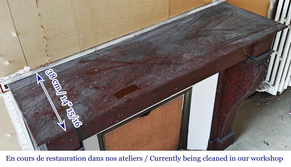 Cheminée de style Napoléon III en marbre rouge griotte Cheminée de style Napoléon III en marbre rouge griotte-8