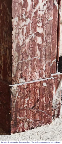 Cheminée de style Napoléon III type modillon en marbre Campan rouge Cheminée de style Napoléon III type modillon en marbre Campan rouge-4