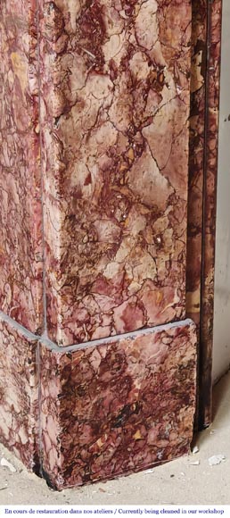 Cheminée de style Napoléon III modèle modillon en marbre Brocatelle Cheminée de style Napoléon III modèle modillon en marbre Brocatelle-4