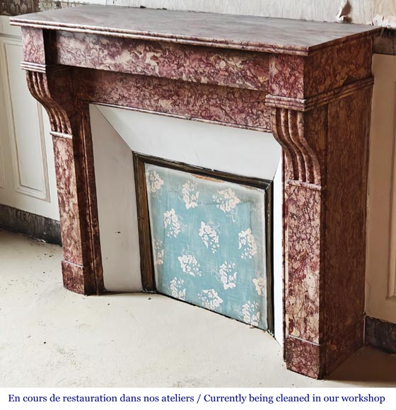 Cheminée de style Napoléon III modèle modillon en marbre Brocatelle Cheminée de style Napoléon III modèle modillon en marbre Brocatelle-5