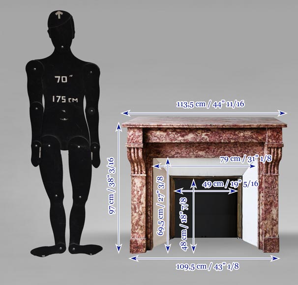 Cheminée de style Napoléon III modèle modillon en marbre Brocatelle Cheminée de style Napoléon III modèle modillon en marbre Brocatelle-9