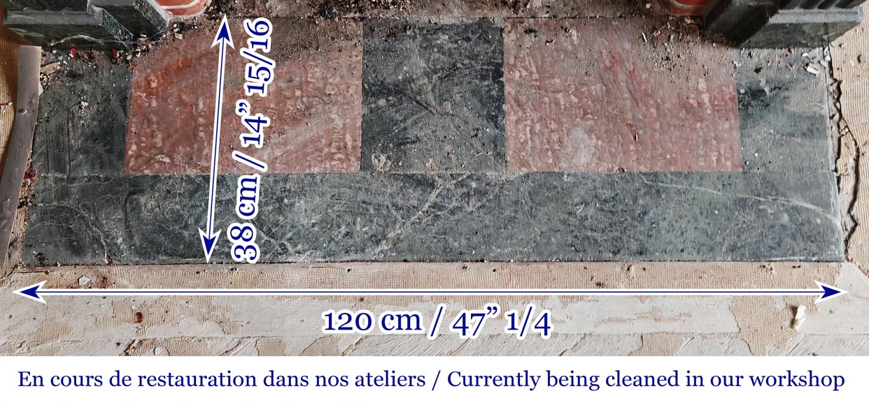 Cheminée de style Napoléon III à feuille d'acanthe en marbre vert Cheminée de style Napoléon III à feuille d'acanthe en marbre vert-7