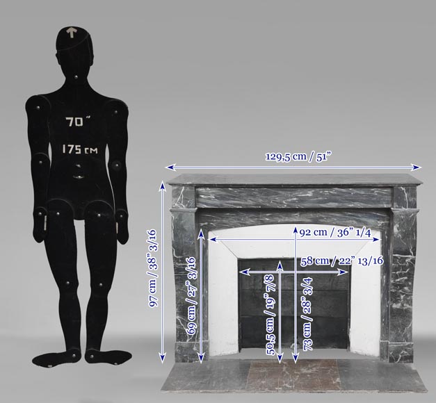 Cheminée d'époque Restauration en marbre bleu Turquin-10