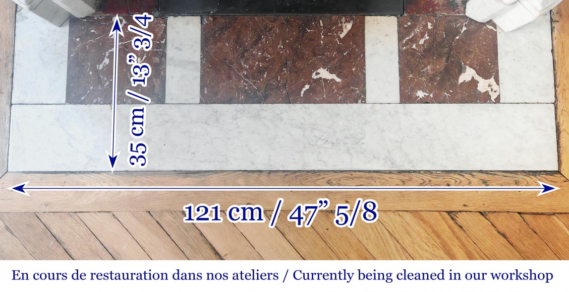 Cheminée de style Louis XV à décor de coquille, en marbre de Carrare Cheminée de style Louis XV à décor de coquille, en marbre de Carrare-9