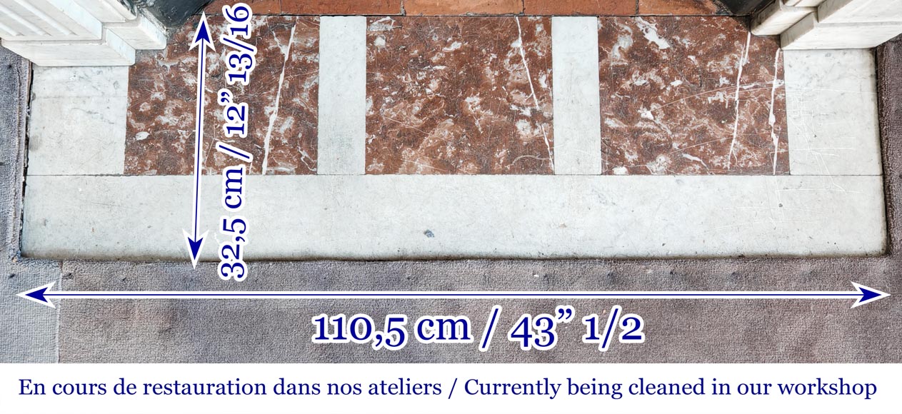 Cheminée de style Louis XVI aux marguerites stylisées, en marbre de Carrare-8