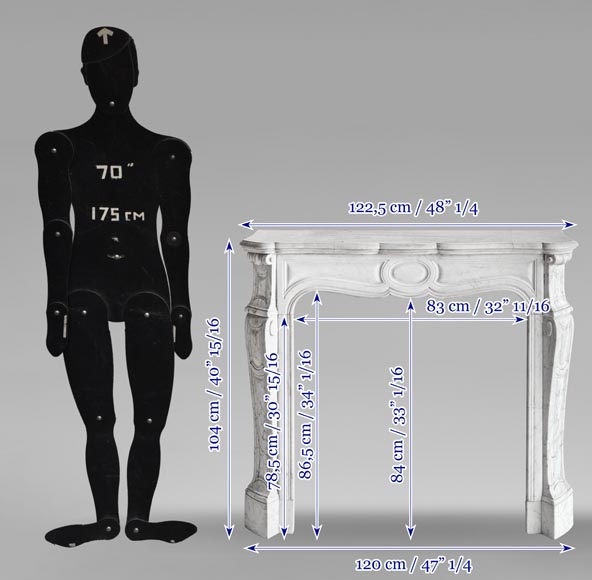 Cheminée de style Louis XV modèle Pompadour, en marbre de Carrare Cheminée de style Louis XV modèle Pompadour, en marbre de Carrare-9