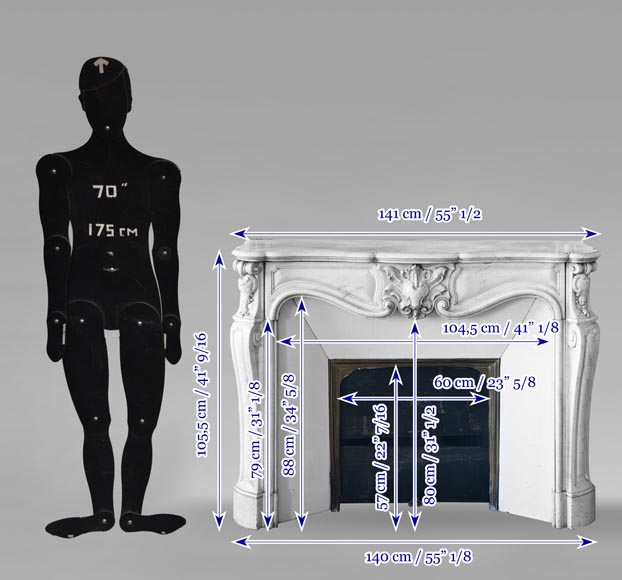 Cheminée de style Louis XV en marbre de Carrare-10