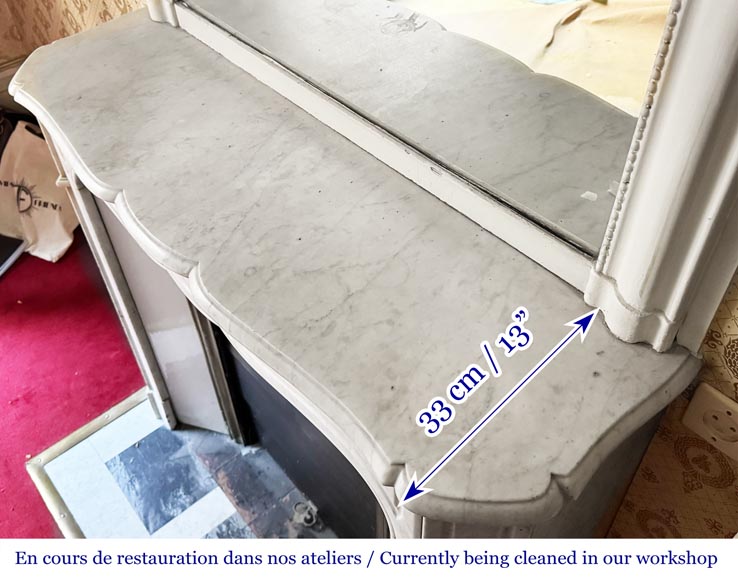 Cheminée de style Louis XV modèle Pompadour en marbre de Carrare-9