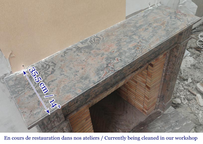 Cheminée de style Louis XVI aux pieds cannelés , en marbre rose enjugerais-8