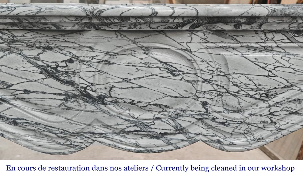 Cheminée de style Louis XV modèle Pompadour en marbre bleu fleuri Cheminée de style Louis XV modèle Pompadour en marbre bleu fleuri-1