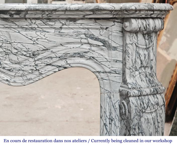 Cheminée de style Louis XV modèle Pompadour en marbre bleu fleuri Cheminée de style Louis XV modèle Pompadour en marbre bleu fleuri-6