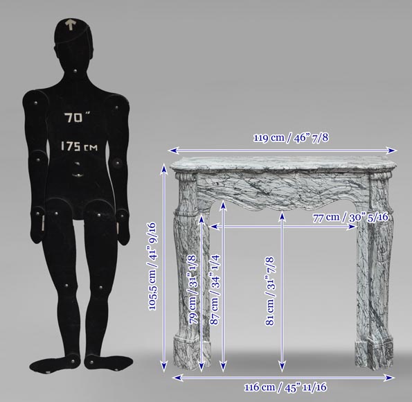 Cheminée de style Louis XV modèle Pompadour en marbre bleu fleuri Cheminée de style Louis XV modèle Pompadour en marbre bleu fleuri-9