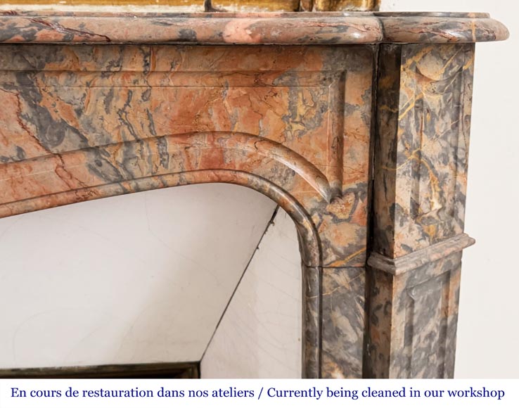 Cheminée de style Louis XV modèle Pompadour en marbre rose enjuguerai-6