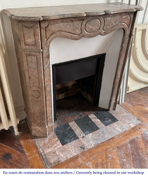 Cheminée de style Louis XV modèle Pompadour en marbre rose enjugerai-2