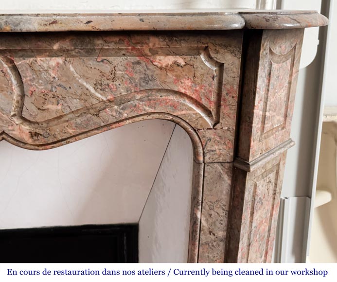 Cheminée de style Louis XV modèle Pompadour en marbre rose enjugerai-6