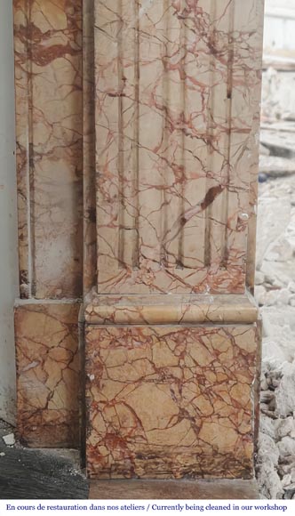 Cheminée de style Louis XVI en marbre brocatelle-7