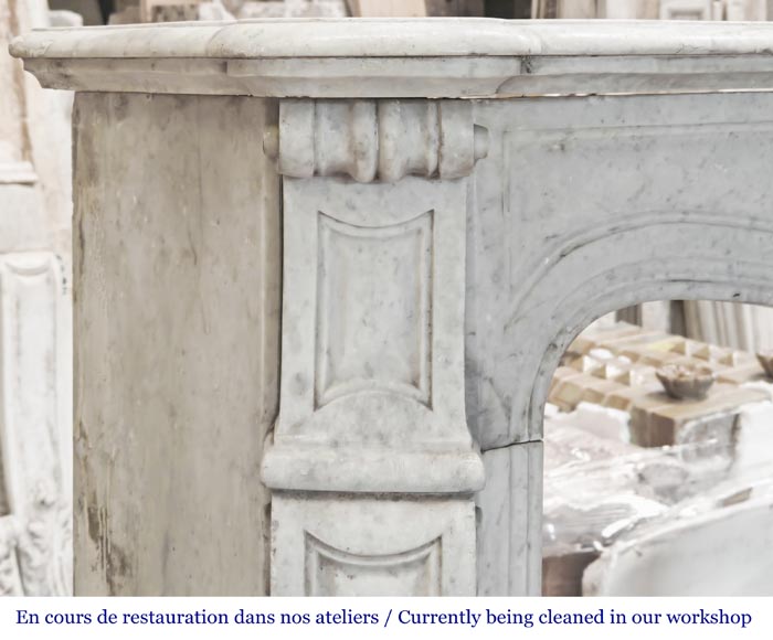 Cheminée de style Louis XV modèle Pompadour en marbre de Carrare-3