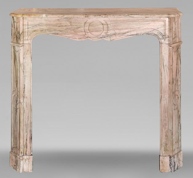 Cheminée de style Louis XV modèle Pompadour en marbre rose Portugais-0