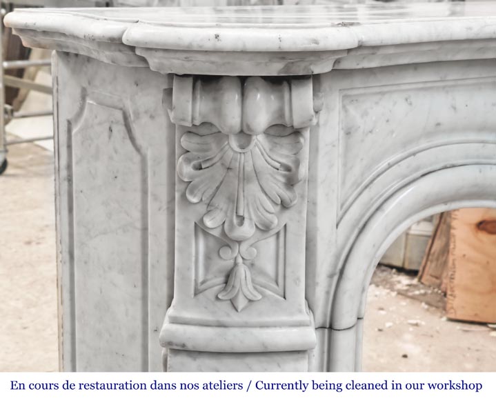 Cheminée de style Louis XV en marbre de Carrare-5
