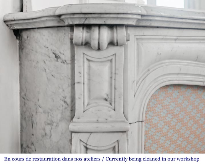 Cheminée de style Louis XV modèle Pompadour, en marbre de Carrare Cheminée de style Louis XV modèle Pompadour, en marbre de Carrare-3
