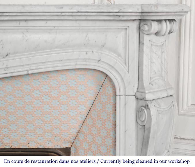 Cheminée de style Louis XV modèle Pompadour, en marbre de Carrare Cheminée de style Louis XV modèle Pompadour, en marbre de Carrare-6