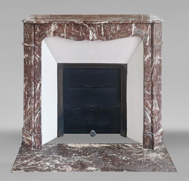 Cheminée de style Louis XV modèle Pompadour en marbre rouge du nord Cheminée de style Louis XV modèle Pompadour en marbre rouge du nord-0