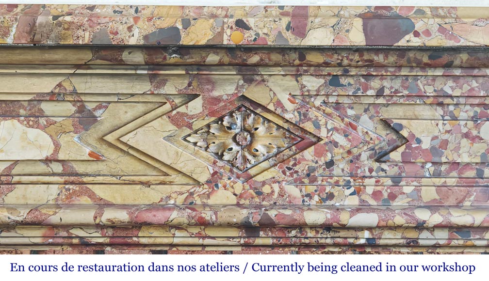 Cheminée d'époque Louis XVI en marbre brèche d'Alep-1