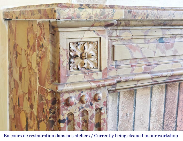 Cheminée d'époque Louis XVI en marbre brèche d'Alep-3