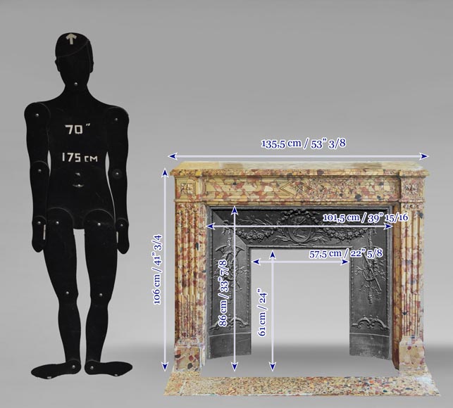 Cheminée d'époque Louis XVI en marbre brèche d'Alep-10