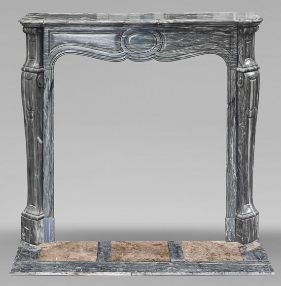 Cheminée de style Louis XV modèle Pompadour en marbre bleu turquin-0