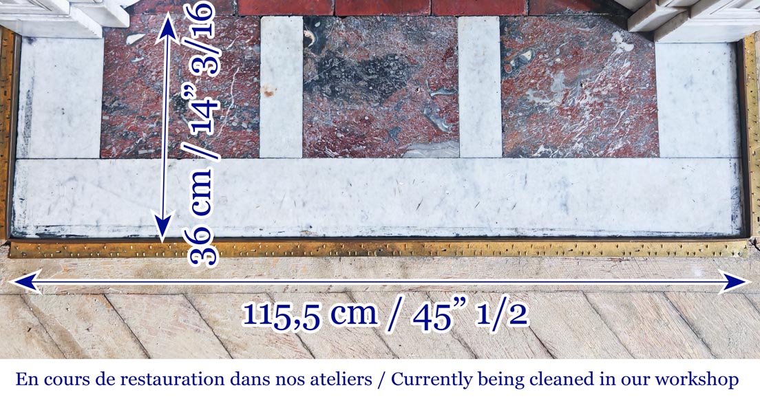 Cheminée de style Napoléon III à feuille d'eau, en marbre de Carrare Cheminée de style Napoléon III à feuille d'eau, en marbre de Carrare-7