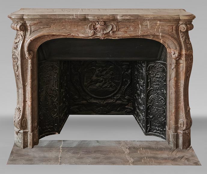 Cheminée de style Louis XV en marbre Sarrancolin-0