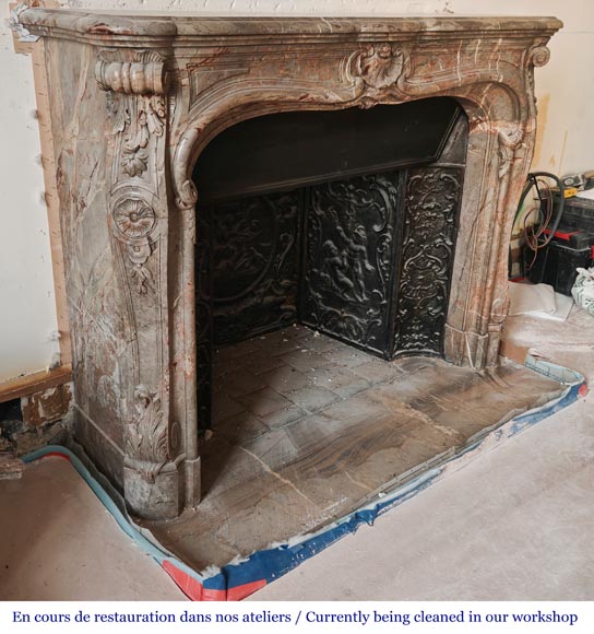 Cheminée de style Louis XV en marbre Sarrancolin-3